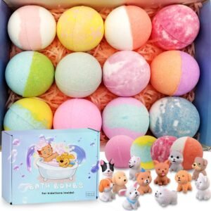 3.5 oz XL Bath Bombs for Kids with Puppy Toys Inside Kids Bath Bombs Organic Bubble Bath Fizzies Colorful Bomb 12 Pcs Set Birthday/Christmas Surprise Gift for Girls & Boys